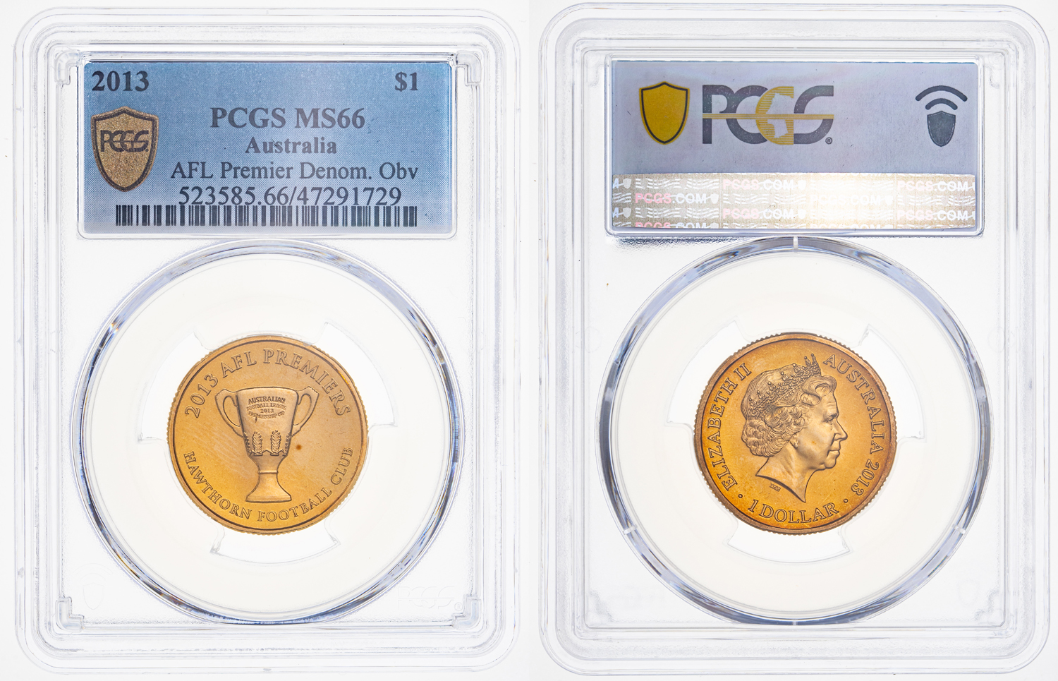 AFL Premier Denom. Obv, One Dollar, 2013, PCGS MS 66