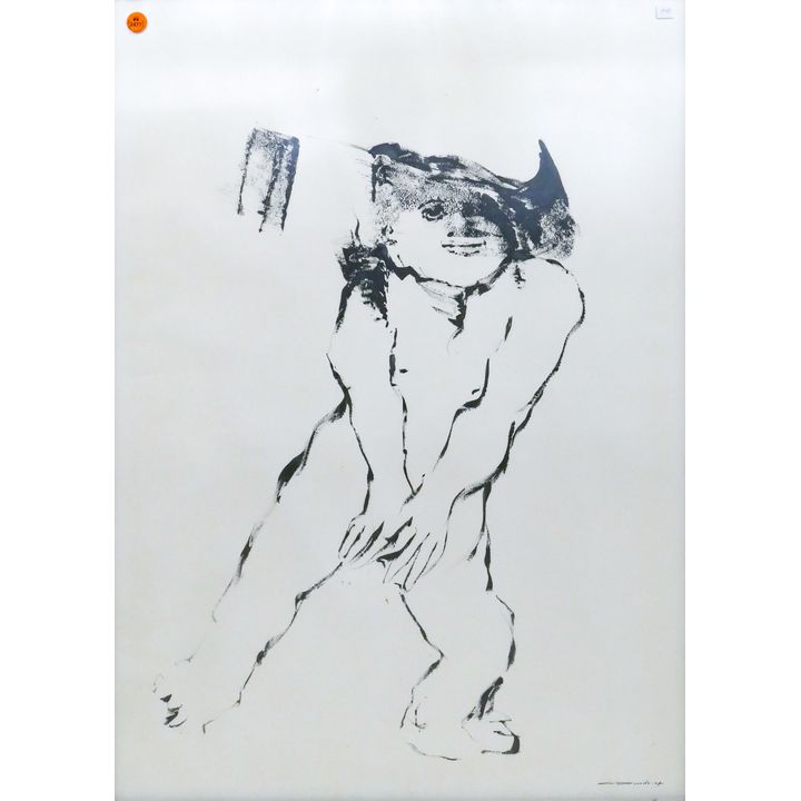 Carlos Poveda (Costa Rican) ''Nude Figure'' 1967 Ink on Paper