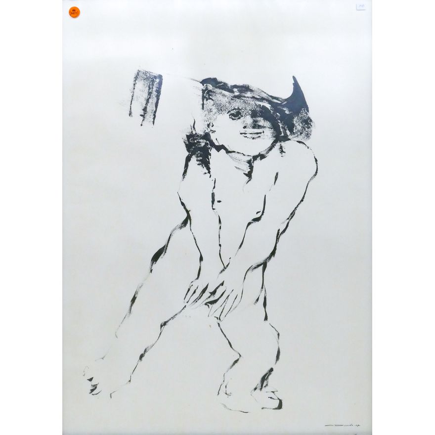 Carlos Poveda (Costa Rican) ''Nude Figure'' 1967 Ink on Paper