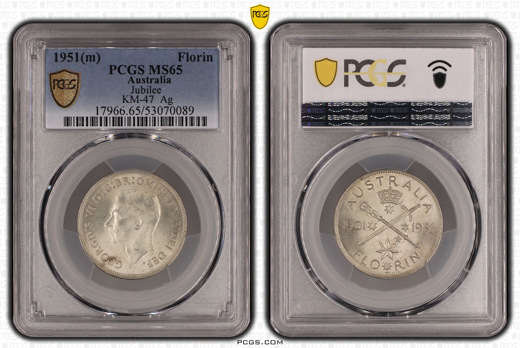 George VI, Jubilee, Florin, 1951(m), PCGS MS65