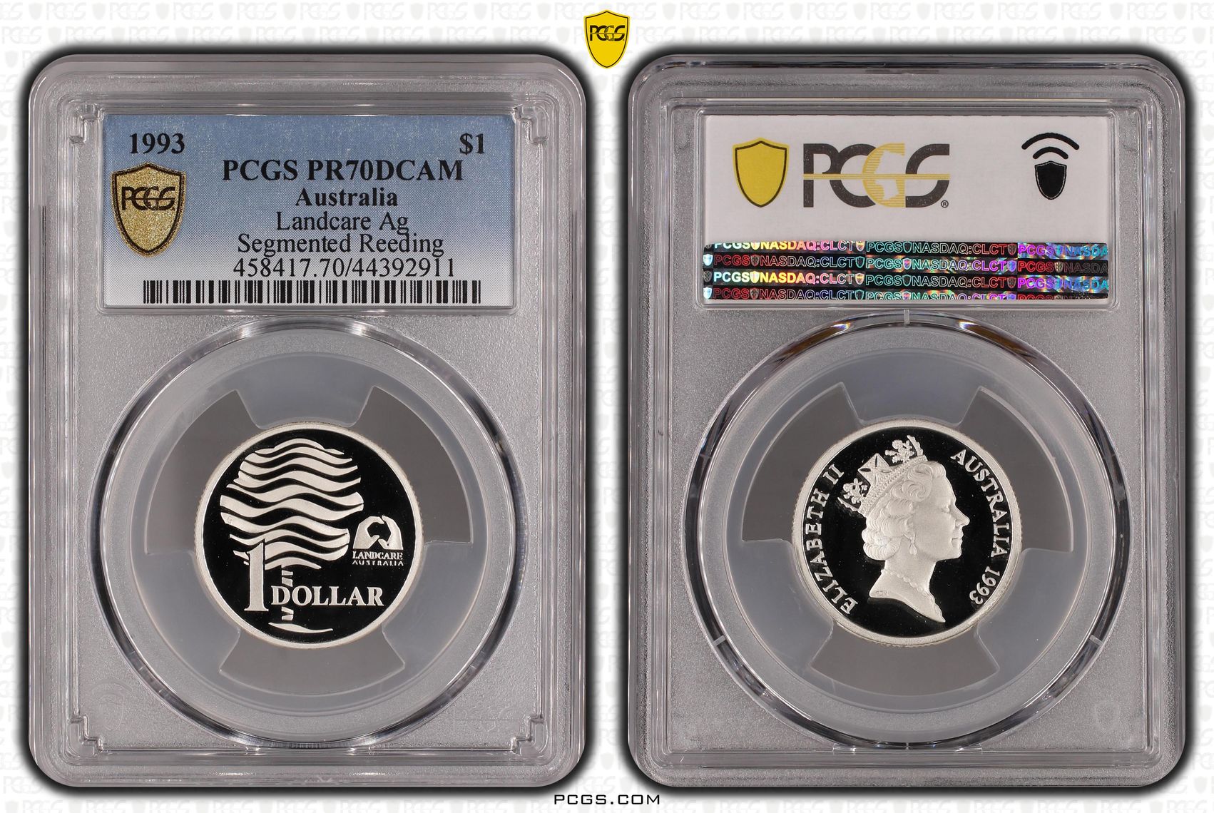 Landcare Ag Segmented Reeding, One Dollar, 1993, PCGS PR70DCAM