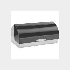 Royal Homeware Roll Top Bread bin with Color Lid and Stainless Steel Body Gloss Black |DENTED