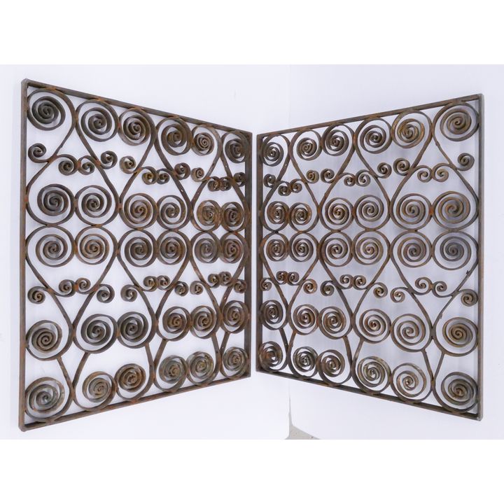 2pc Antique Wrought Iron Gate Panel- 22x19'' each