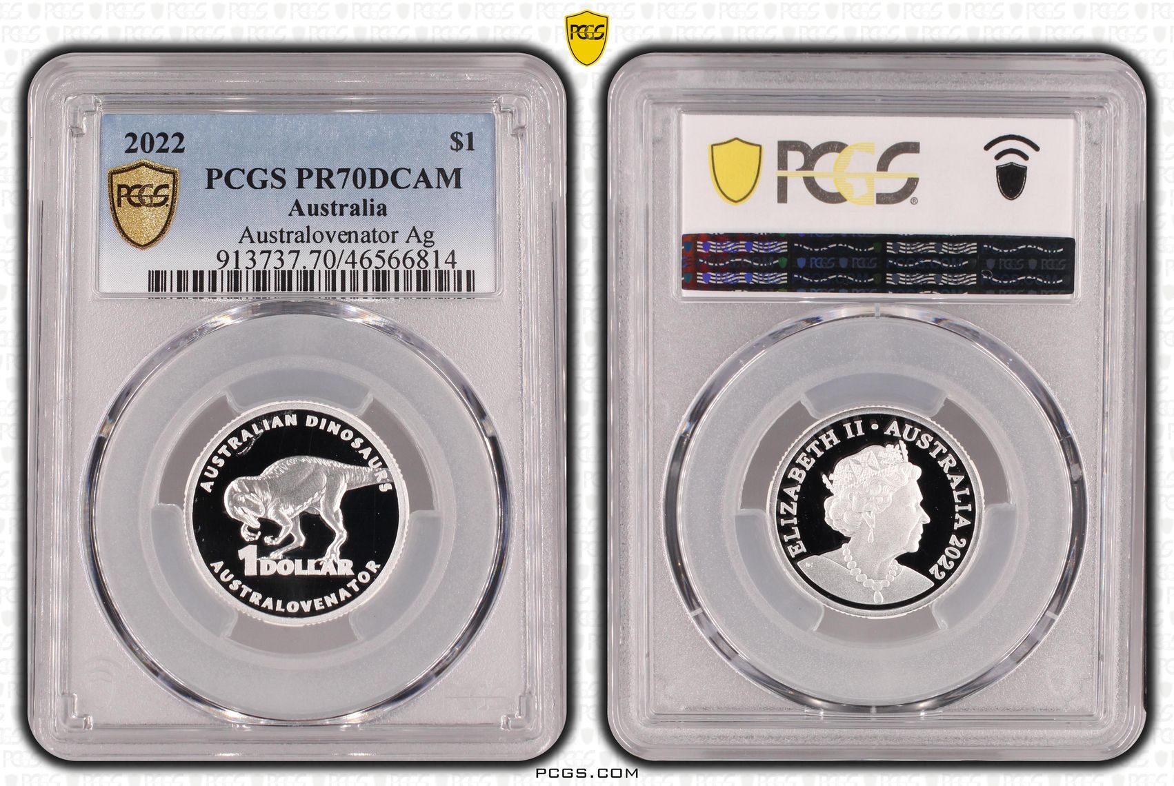 Australovenator Silver, POP 2/0, One Dollar, 2022, PCGS PR70DCAM