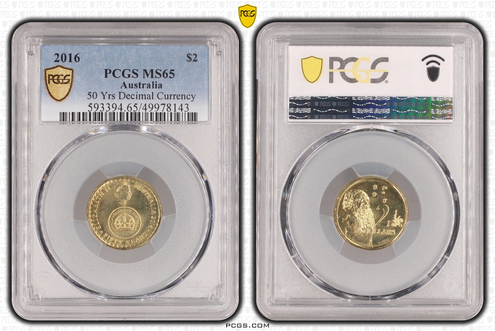 50 Yrs Decimal Currency , Two Dollar, 2016, PCGS MS65