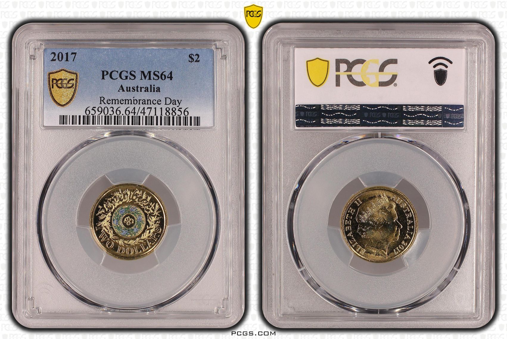 Elizabeth II, Remembrance Day, Two Dollar, 2017, PCGS MS64