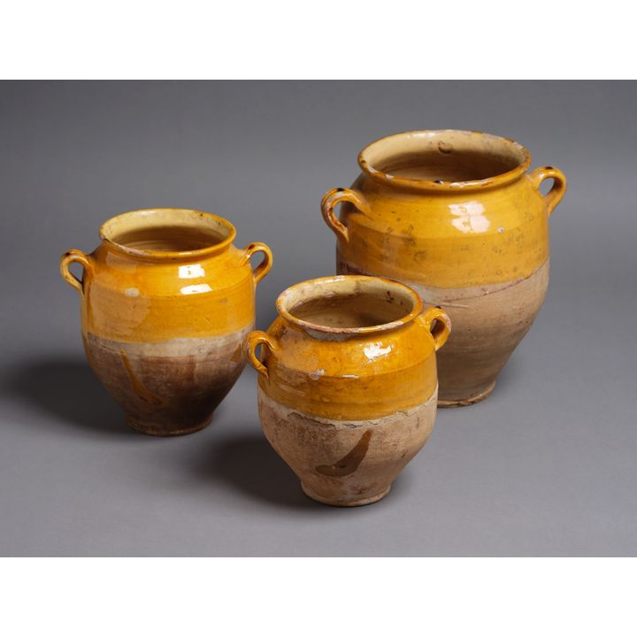 Three French confit pots