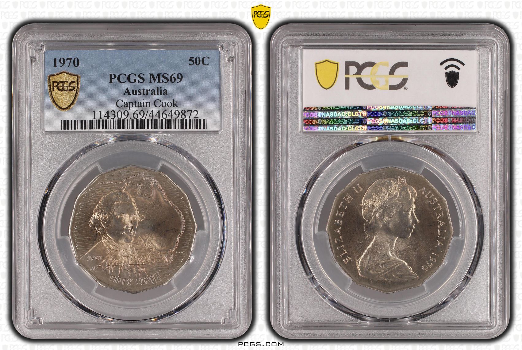 1970 Australia Fifty Cent, 50c Cook PCGS - MS69 -872