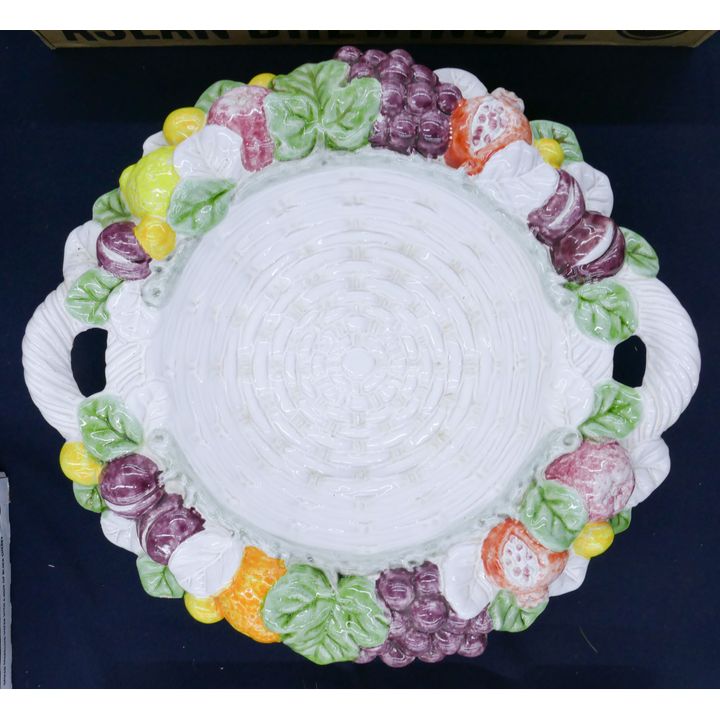 Italian Pottery Handled Fruit Bowl- 14''