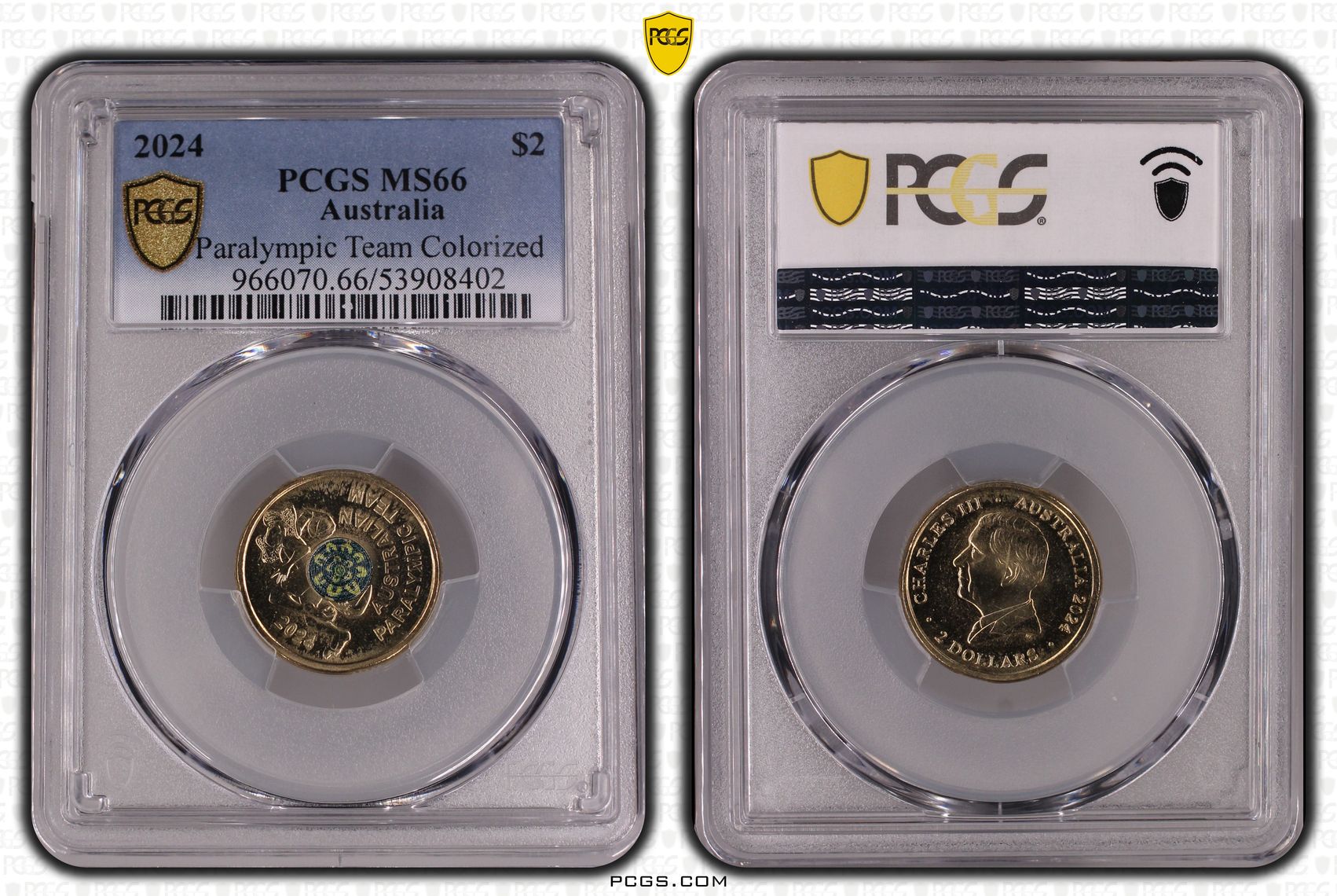 Paralympic Team Colourised, Two Dollar, 2024, PCGS MS66