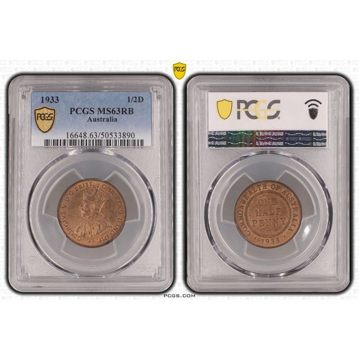 Half Penny, 1933, PCGS MS63RB