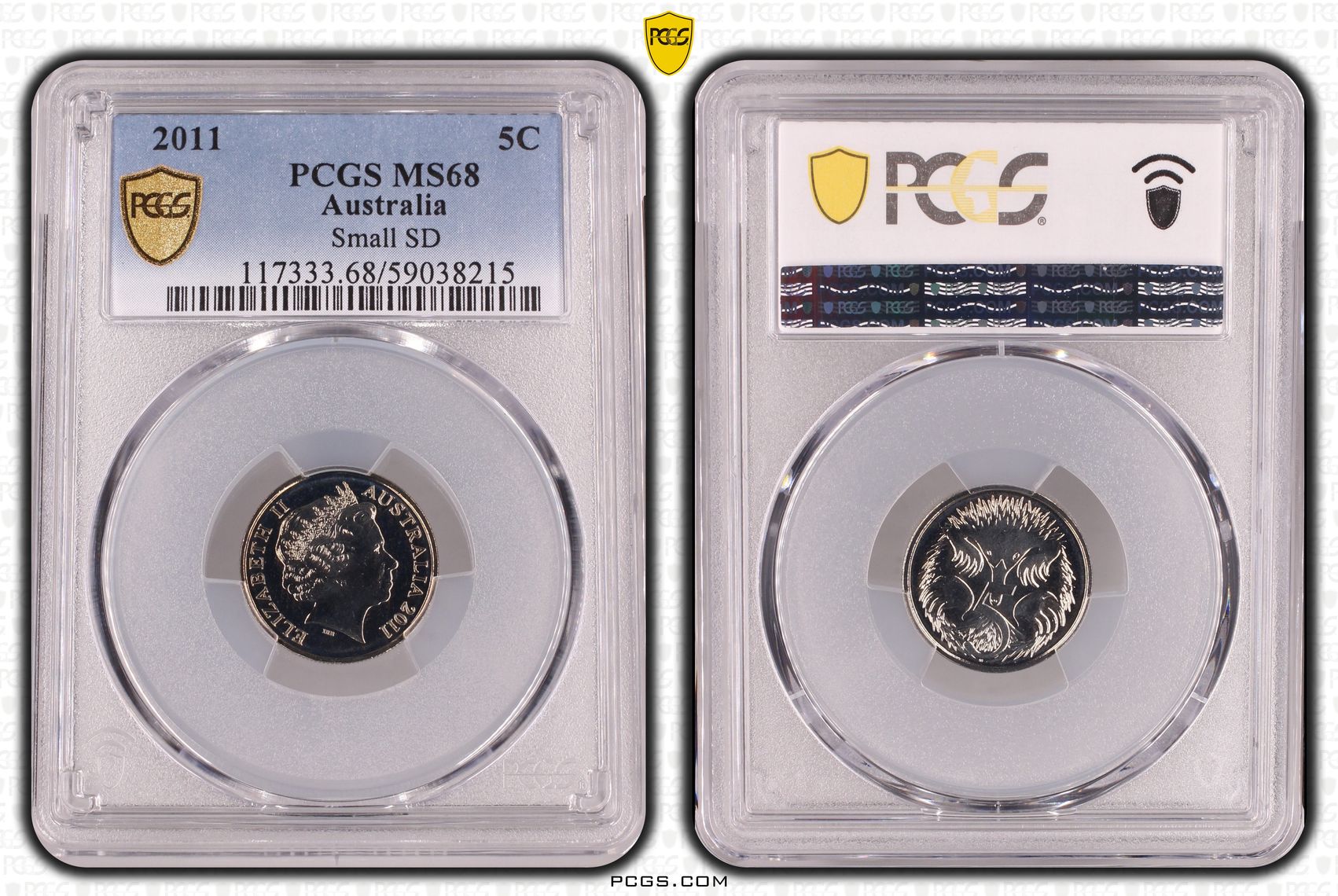Small SD, POP 7/0, Five Cent, 2011, PCGS MS68