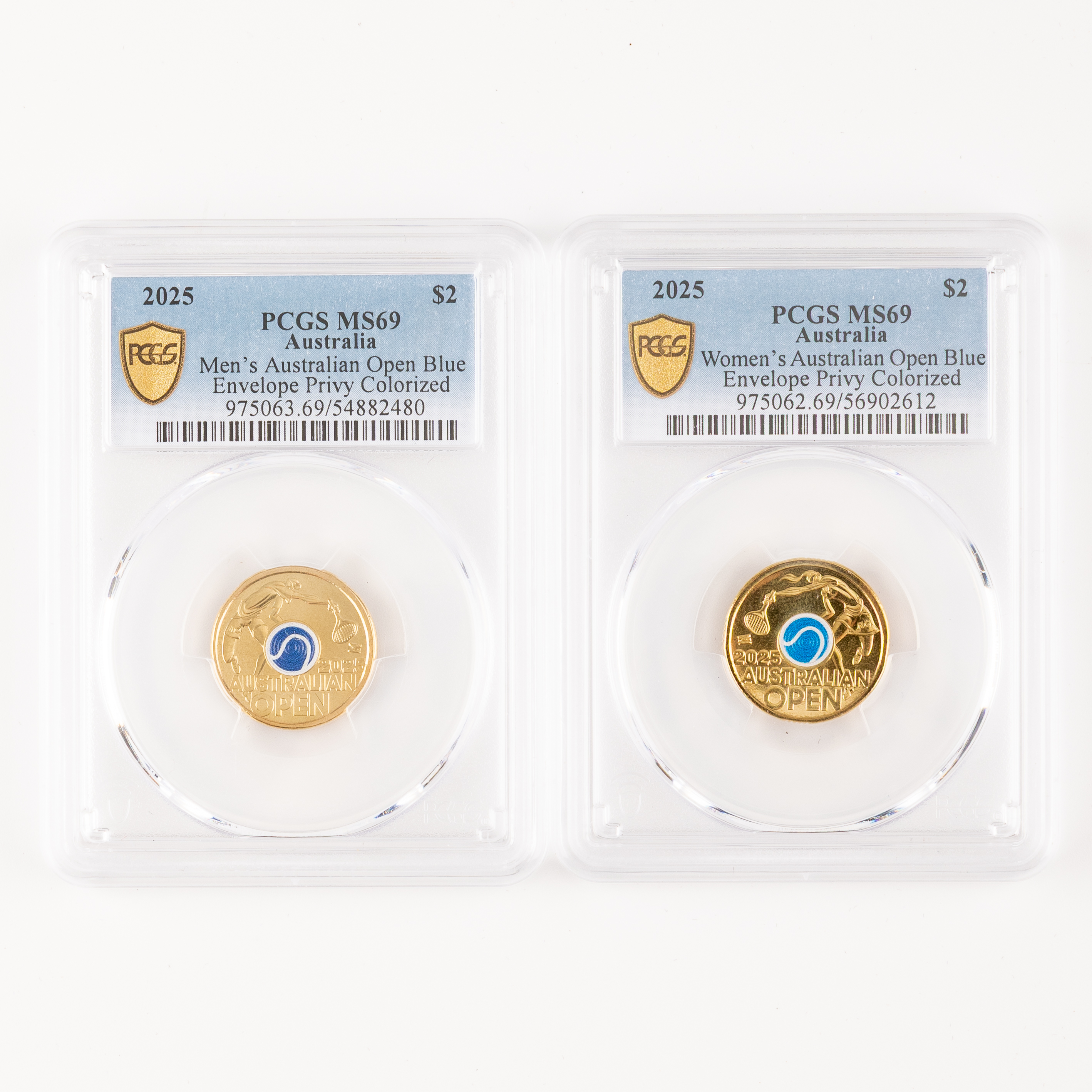 Australian Open Men's & Women's Privy Mark, Two Dollars, 2025, PCGS MS69