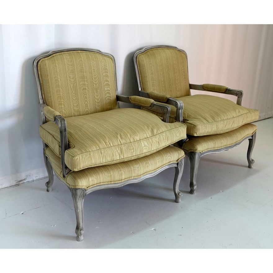 PAIR OF OPEN ARMCHAIRS