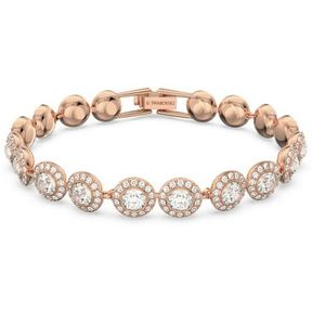 M SWAROVSKI LADIES ANGELIC GOLD-TONE PLATED ROUND CUT PAVE BRACELET, SIZE M