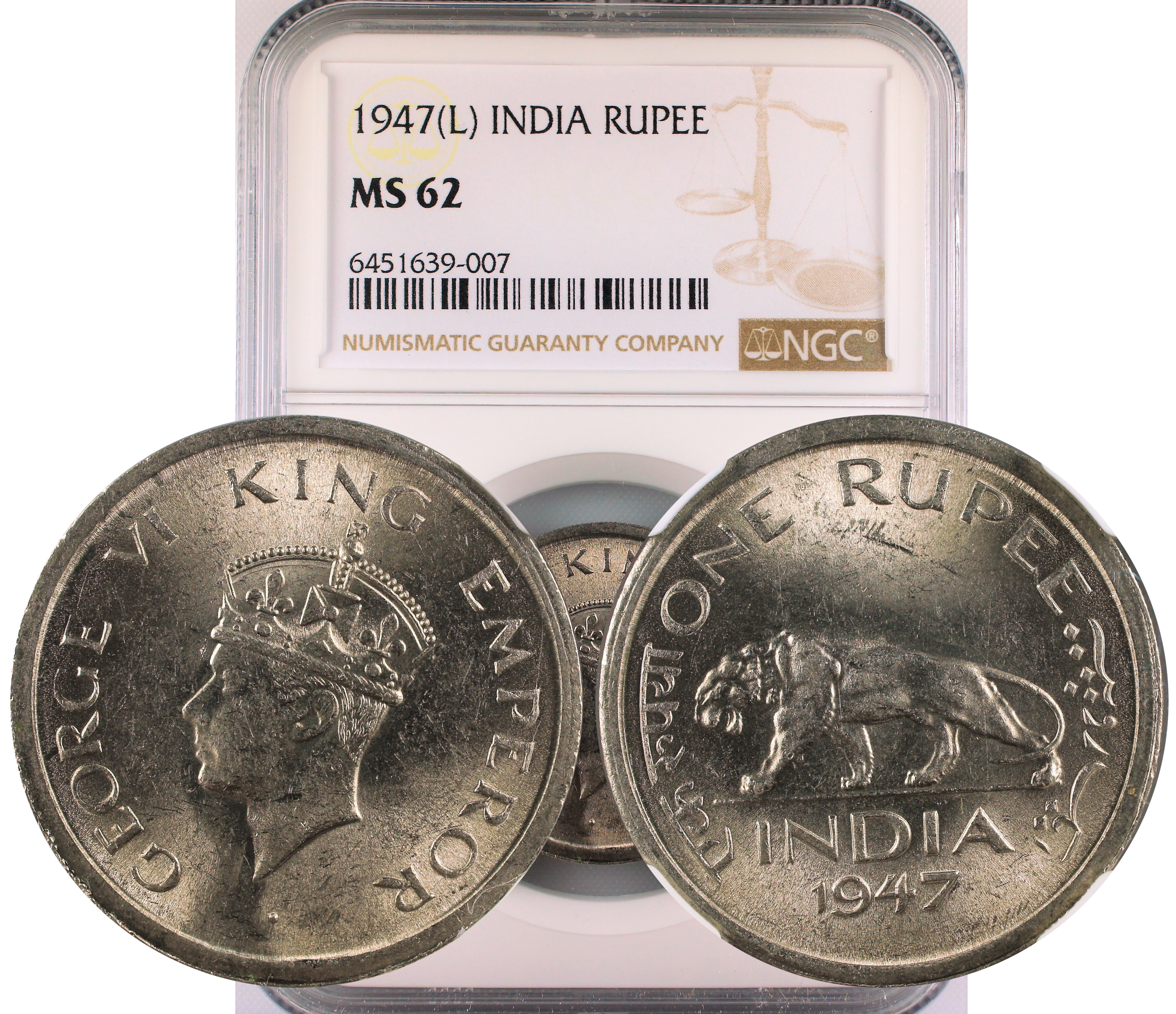 1947 L INDIA RUPEE MS62