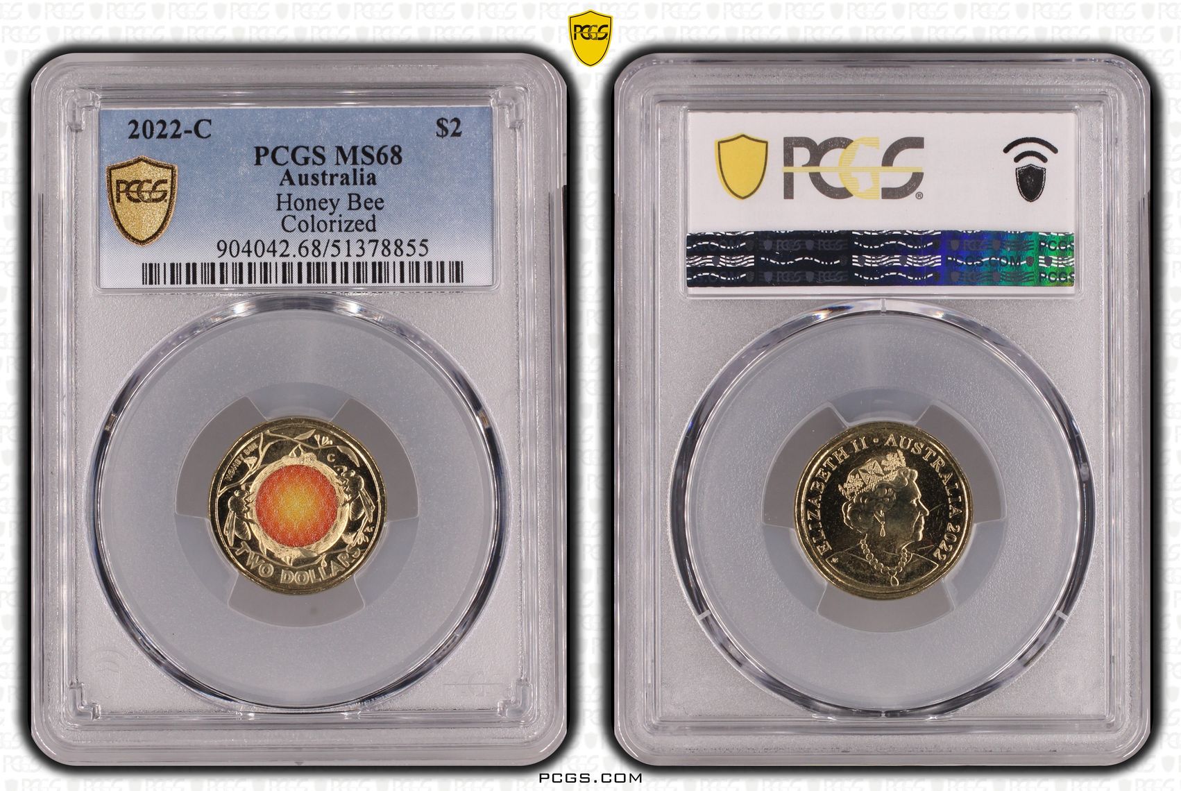 Honey Bee Colorized, Two Dollar, 2022-C, PCGS MS68