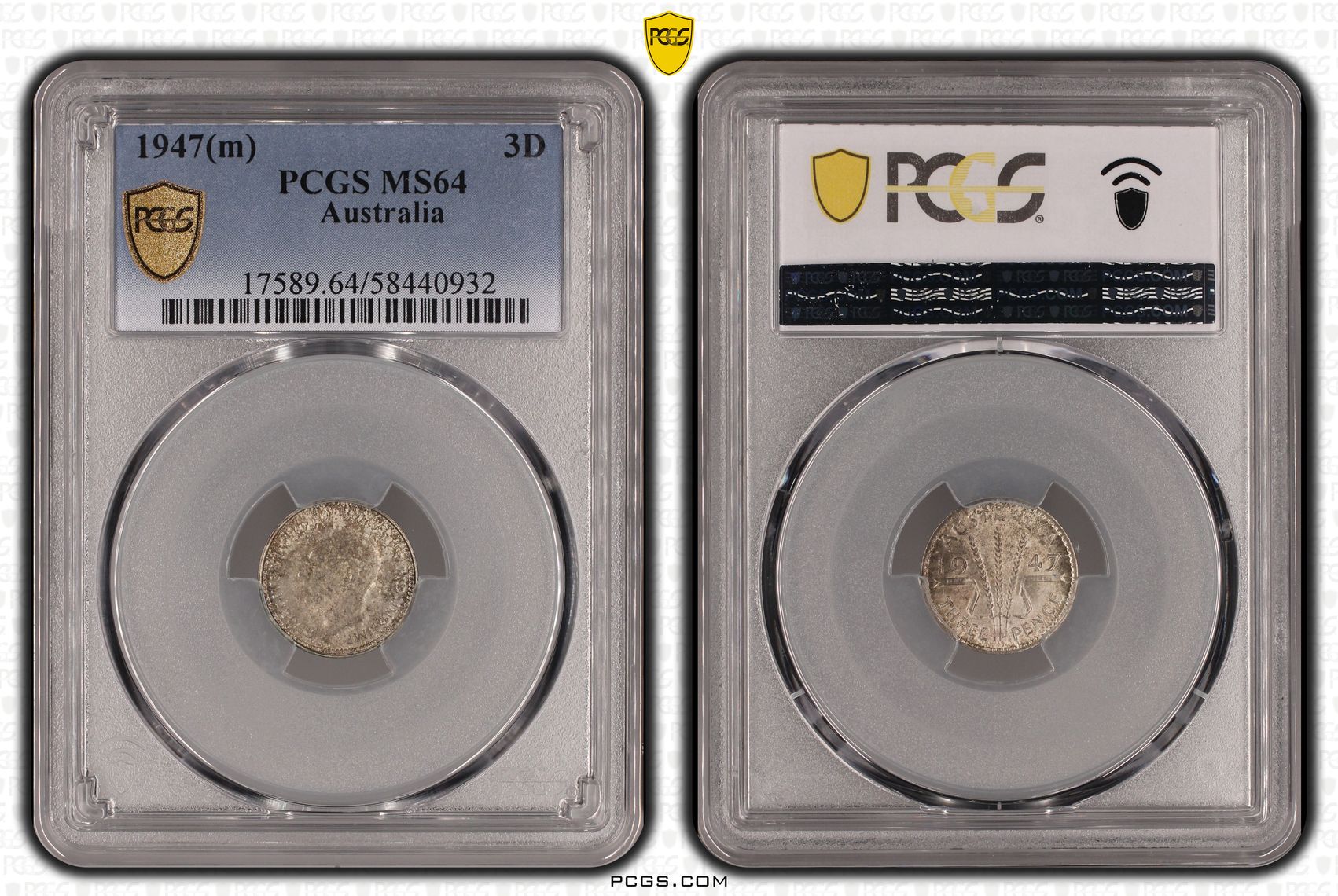 George VI, Threepence, 1947(m), PCGS MS64