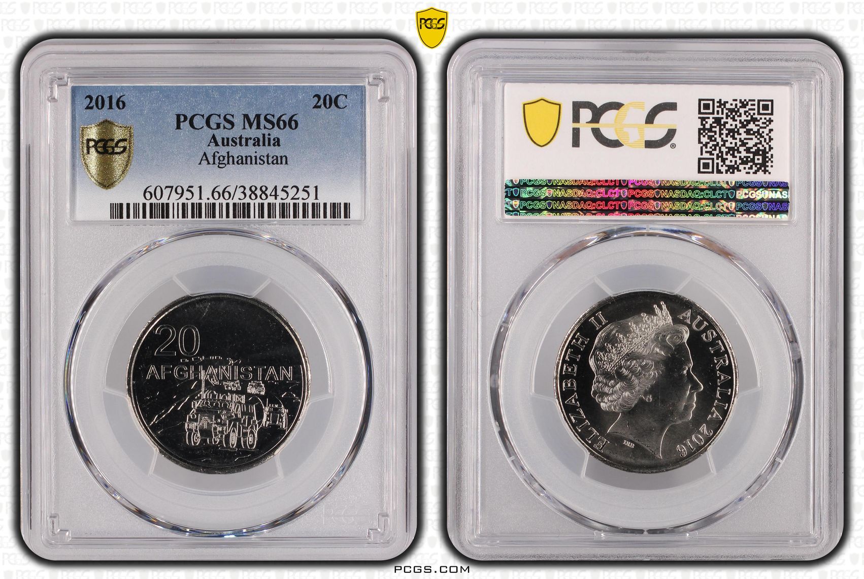 2016 Australia Twenty Cent, 20c Afghanistan PCGS - MS66 -251
