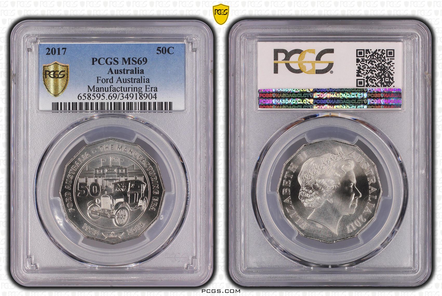 2017 Australia Fifty Cent, 50c Ford Australia - Manufacturing Era PCGS - MS69 -904
