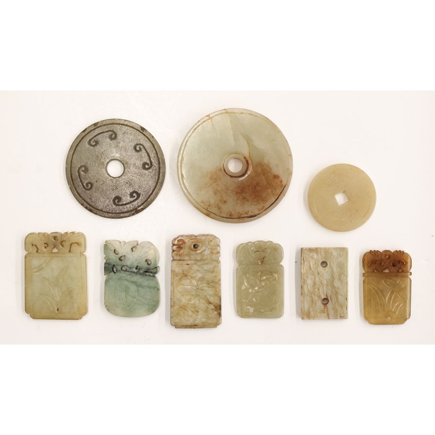 9pc Chinese Jade Bi Discs & Tablets