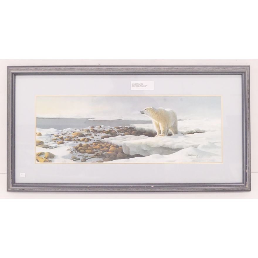 Bonnie Marris Polar Bear S/N Print- 15x28'' framed