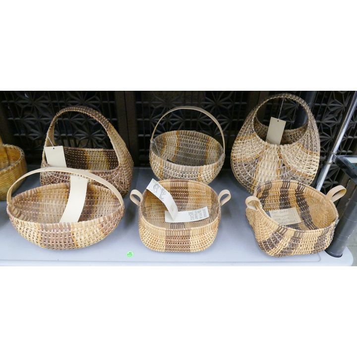 6pc American Indian White Oak Woven Baskets- largest 13''