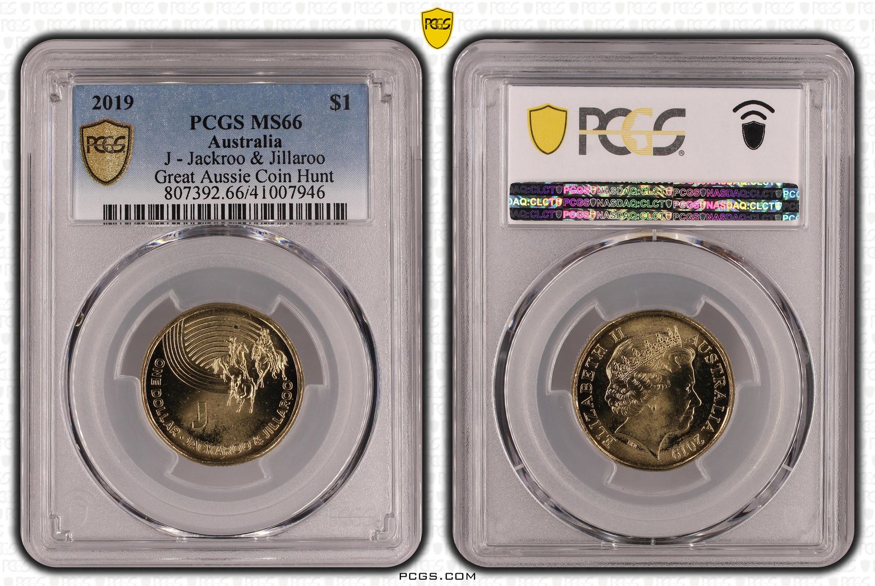 421 · 2019 Australia One Dollar, $1 J - Jackroo & Jillaroo Great Aussie Coin Hunt PCGS - MS66 -946