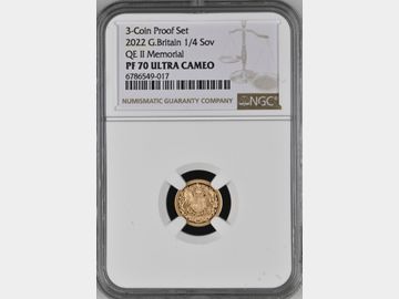 2022 MEMORIAL PROOF GOLD QUARTER SOVEREIGN NGC PF70 UCAM TOP POP!