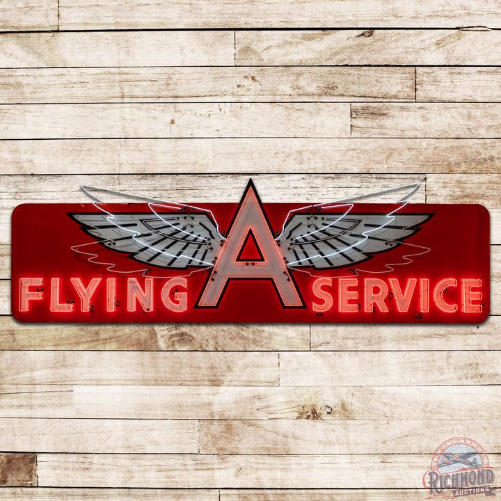 Amazing Flying A Service Gasoline 24' Animated Neon Logo Sign