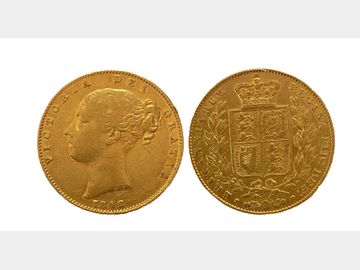 1842 Queen Victoria Young Head Shield 'Closed 2 Variety' London Mint Gold Sovereign