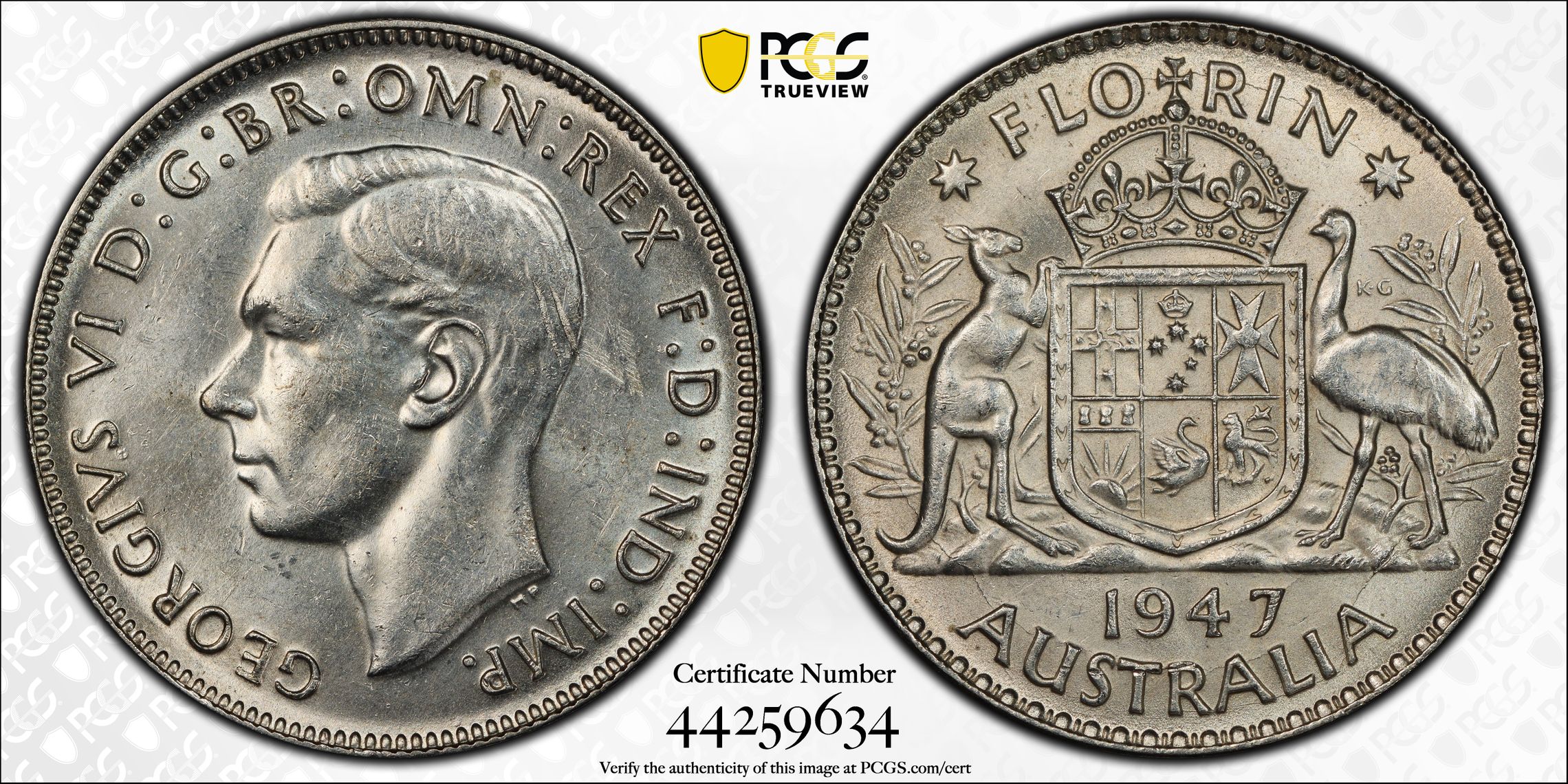 Florin, 1947(m), PCGS MS62