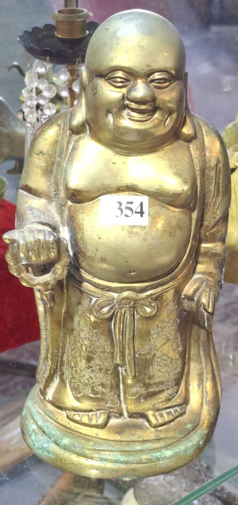 1354 · SOLID BRASS BUDDHA STATUE