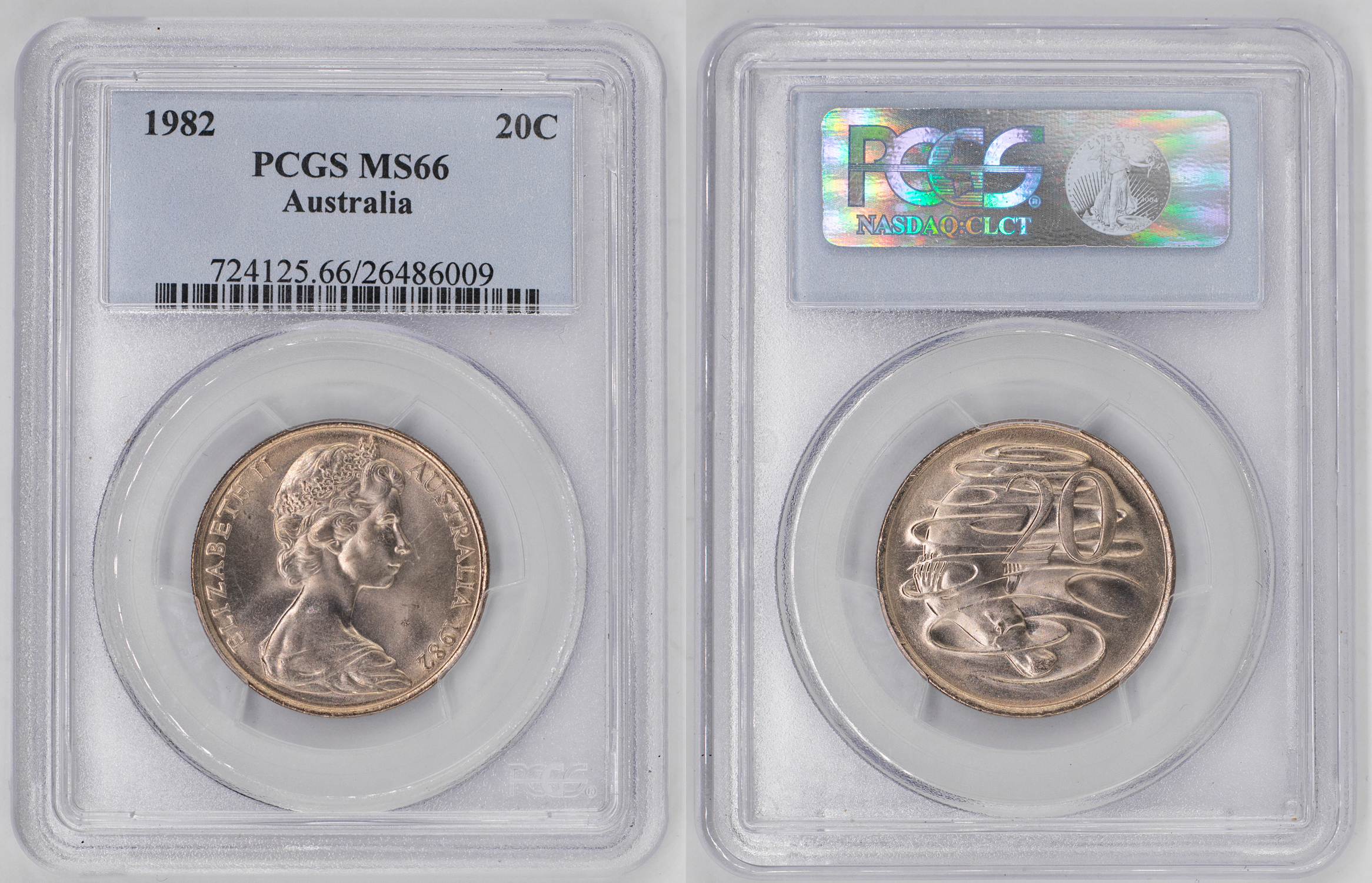 Elizabeth II, Twenty Cent, 1982, PCGS MS66