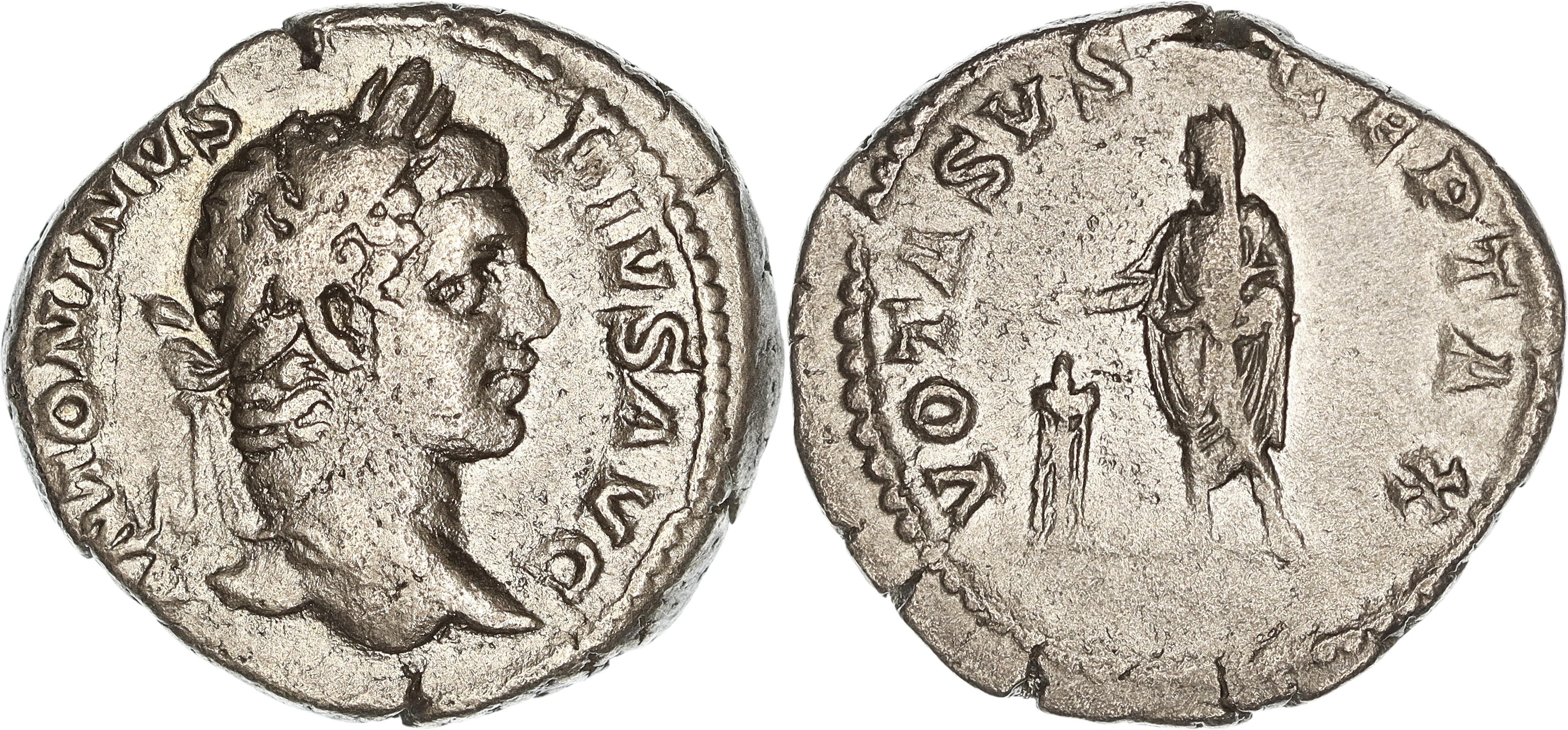 Roman Empire, Caracalla, Silver Denarius, 208 AD, gF-aVF