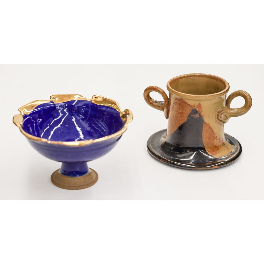 2pc Mutsuo Yanagihara Funk Pottery Vessels