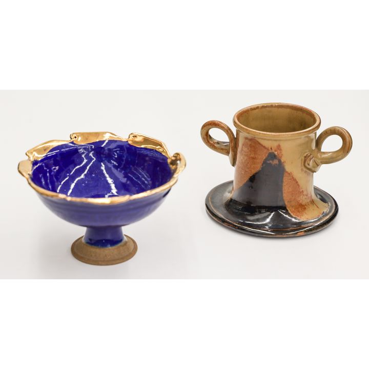 2pc Mutsuo Yanagihara Funk Pottery Vessels