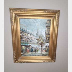 Framed French Oil Painting by Caroline Burnett
