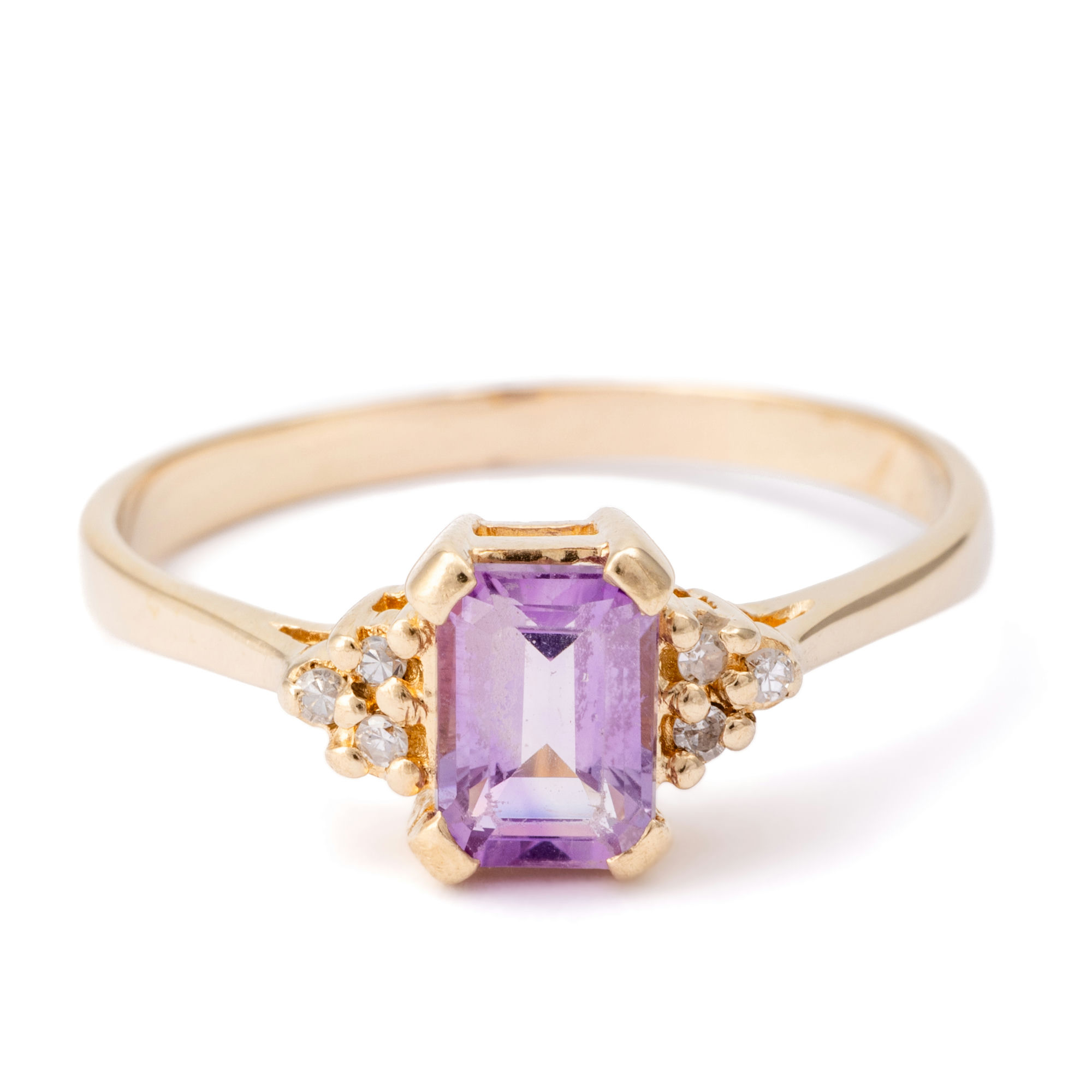 Amethyst & Diamond Ring 9ct Gold,
