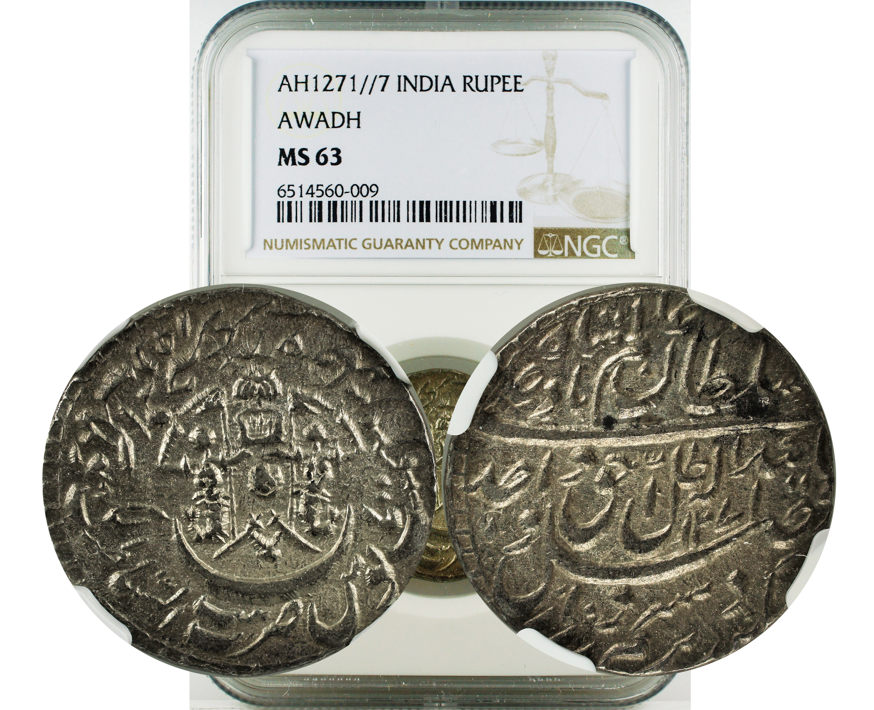 AH1271//7 INDIA AWADH RUPEE MS 63