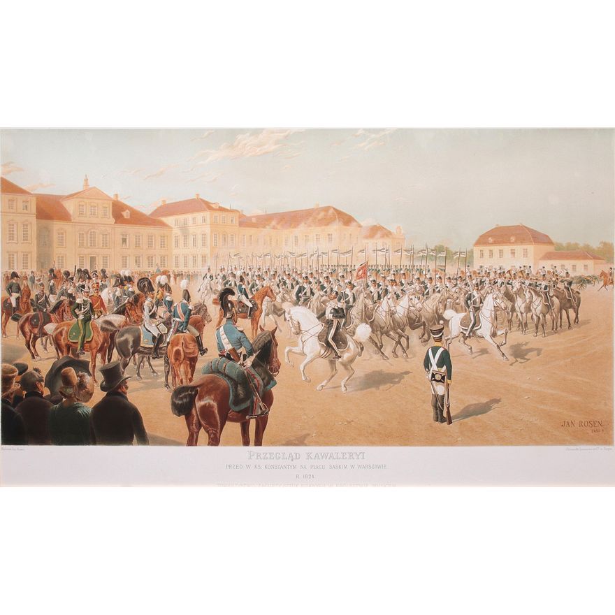 Jan Rosen | Przegląd kawalerii przed Wielkim Księciem Konstantym na Placu Saskim w Warszawie, 1889 r.