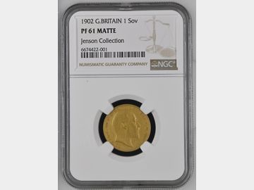 SCARCE 1902 EDWARD VII MATTE PROOF GOLD SOVEREIGN PF61 MATTE