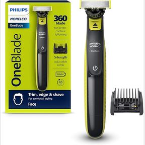 Philips Norelco OneBlade 360 Face, Hybrid Electric Beard Trimmer and Shaver with 5-in-1 Face Stubble Comb, Frustration Free Packaging, QP272