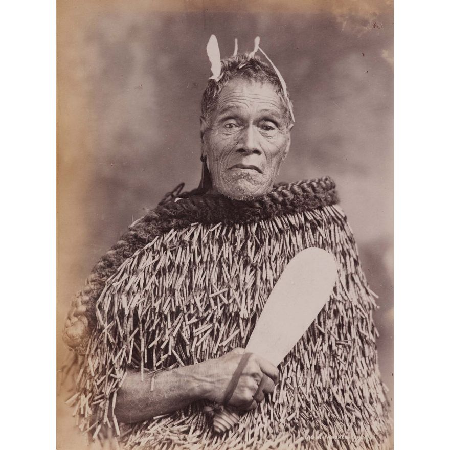 Josiah Martin 'Portrait of Māori chief Mohi Te Puatau of Ngati Paoa with Patu'