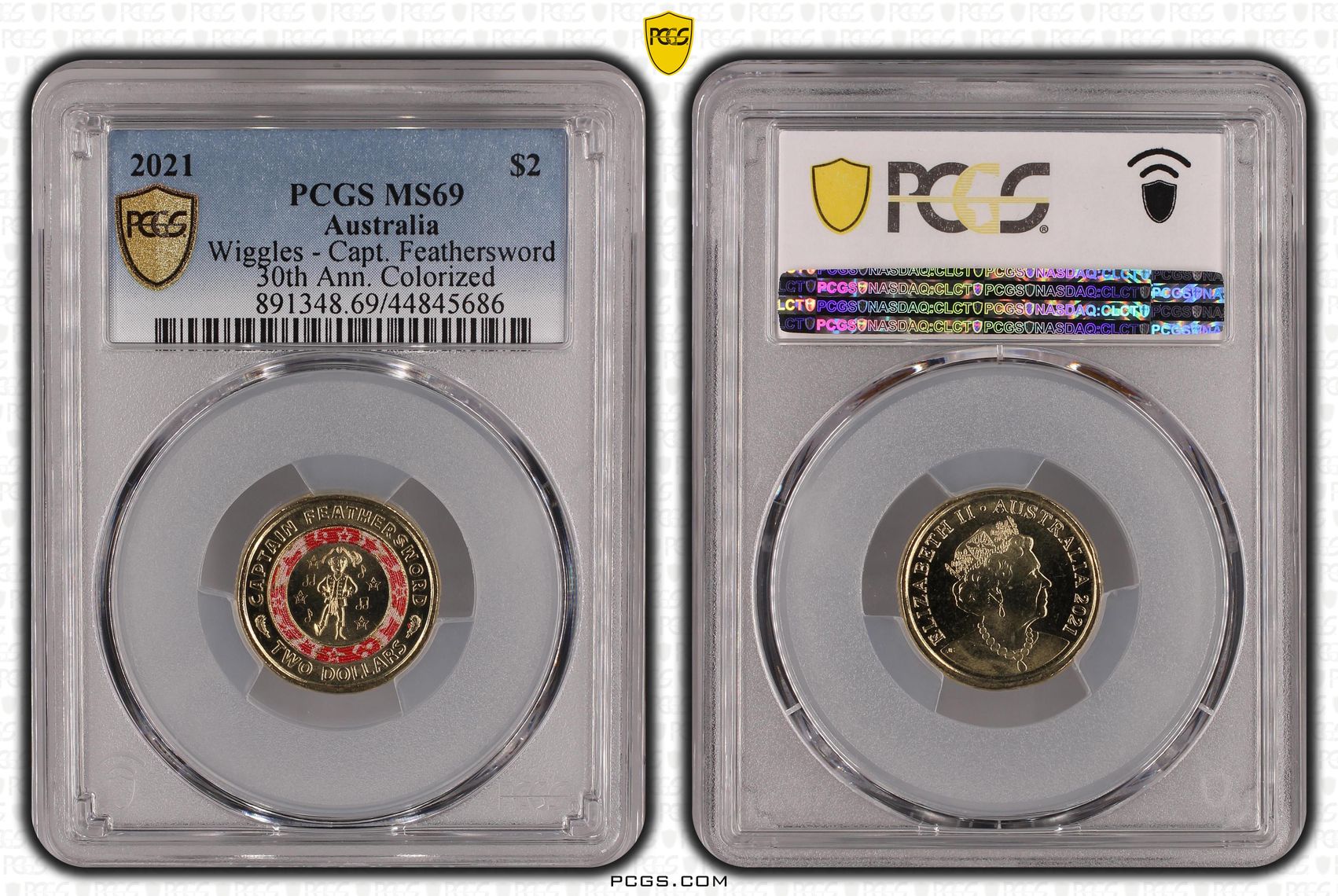 2021 Australia Two Dollar, $2 Wiggles - Capt. Feathersword PCGS - MS69 POP 2/0 -686