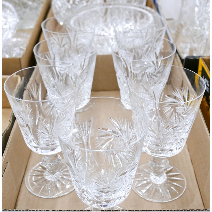 Box 7pc Cut Crystal Water Goblets
