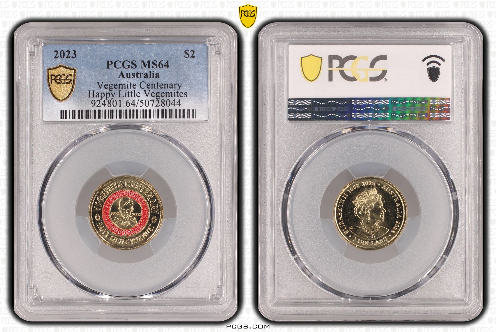 Vegemite Centenary Colorized Happy Little Vegemites , Two Dollar, 2023, PCGS MS64