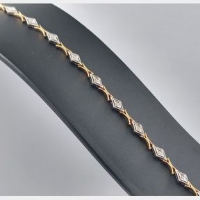 Lovely 18ct White And Yellow Gold Bracelet With 16 Round Diamonds 0.08cts Colour I/J Clarity Vs/Si -51529/54 - 51533/28