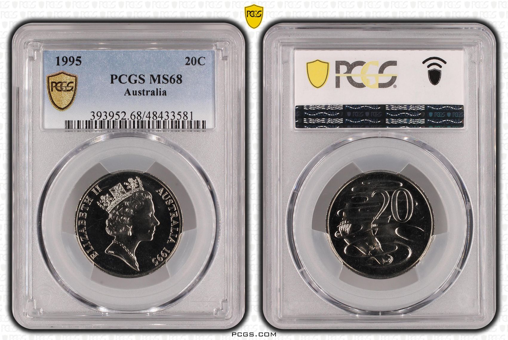 Elizabeth II, Twenty Cent, 1995, PCGS MS68