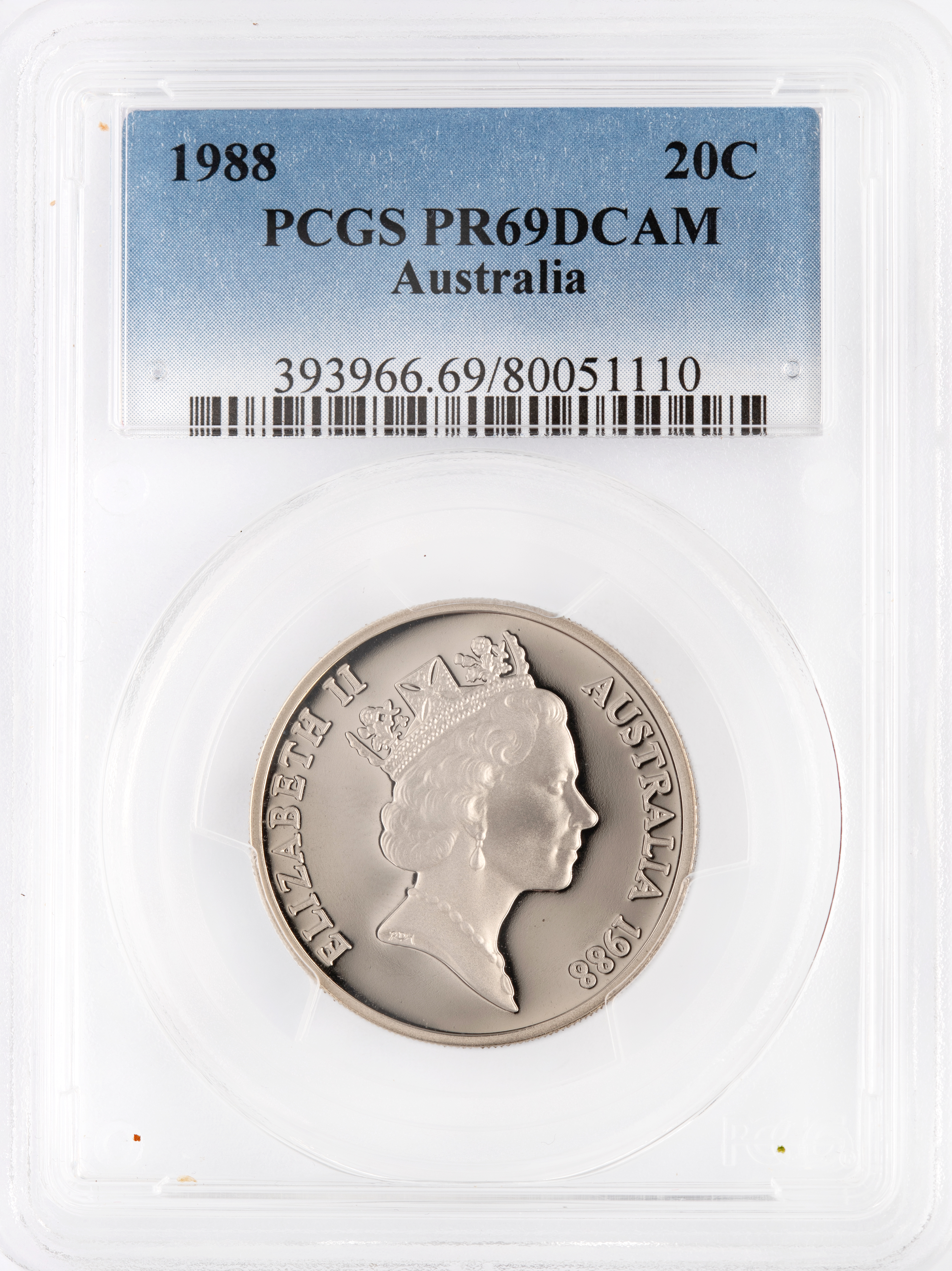 Twenty Cent, 1988, PCGS PR69DCAM